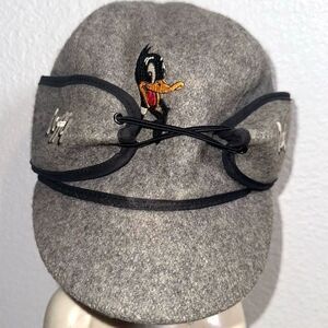 Crown Cap Wool Blend Railroad Cap, custom Embroidery Daffy Duck- Adult Size
